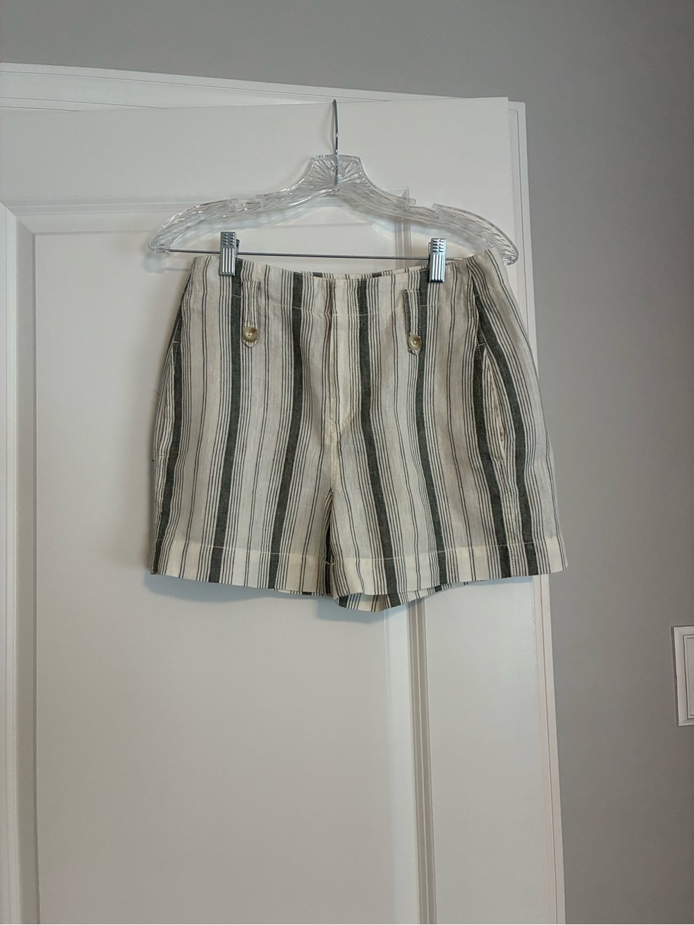Anthropologie by Anthropologie Cream/Green Striped Shorts